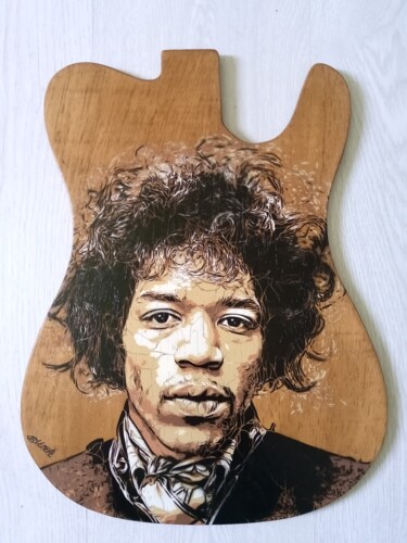 Pintura titulada "Jimi Hendrix Guitar" por Sérgio Clemente, Obra de arte original, Acrílico