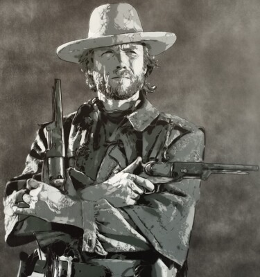 Painting titled "Eastwood" by Sérgio Clemente, Original Artwork, Spray paint