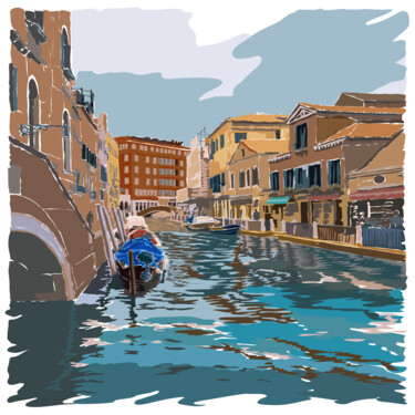 「Canals of Venice.」というタイトルのデジタルアーツ Sergio Kovalovによって, オリジナルのアートワーク, 2Dデジタルワーク