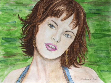 Painting titled "Milla" by Sergio Lanna (Sir Joe), Original Artwork, Watercolor