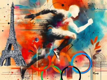 Arte digital titulada "Arte e esporte" por Sérgio Miranda, Obra de arte original, Imagen generada por IA