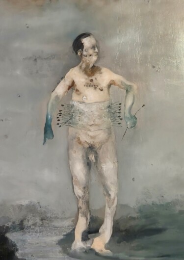 「Des blessures comme…」というタイトルの絵画 Sergio Padovaniによって, オリジナルのアートワーク, オイル ウッドストレッチャーフレームにマウント