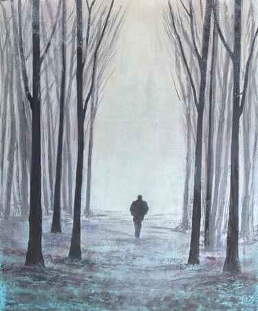 제목이 "Walking"인 미술작품 Sergio Repossini로, 원작, 아크릴 나무 들것 프레임에 장착됨