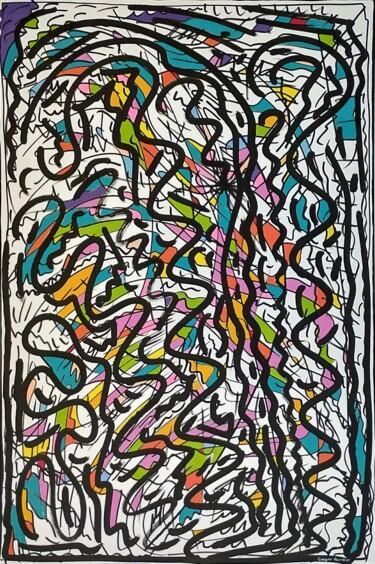 Картина под названием "código y movimiento…" - Sergio Romero, Подлинное произведение искусства, Акрил Установлен на Деревянн…