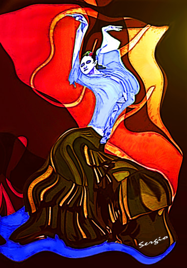 Arte digitale intitolato "La Danseuse Sévilla…" da Sergio, Opera d'arte originale, Pittura digitale