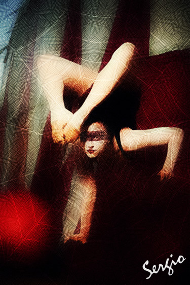 Digitale Kunst mit dem Titel "La femme araignée" von Sergio, Original-Kunstwerk, Fotomontage