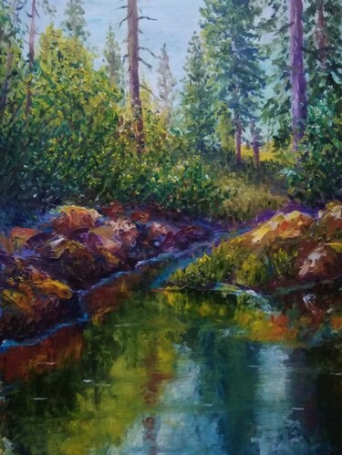 Pintura titulada "Peinture "Forest st…" por Sergiy Tsymbalov, Obra de arte original, Oleo