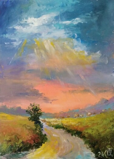 Painting titled "Painting "Road"" by Sergiy Tsymbalov, Original Artwork, Oil