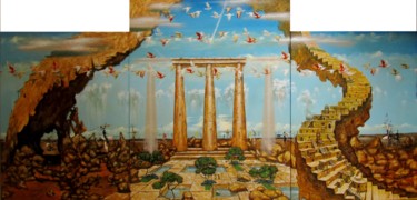 Schilderij getiteld "Stairway to Heaven" door Serg  Roy, Origineel Kunstwerk, Olie
