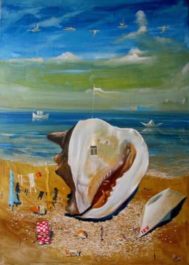 Peinture intitulée "Home by the sea." par Serg  Roy, Œuvre d'art originale, Huile