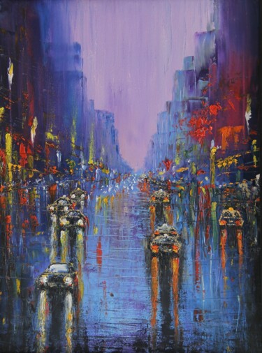 Malarstwo zatytułowany „Rain Jazz” autorstwa Serguei Borodouline, Oryginalna praca, Olej