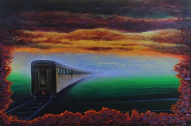 Painting titled "One Way Train" by Serguei Borodouline, Original Artwork, Acrylic