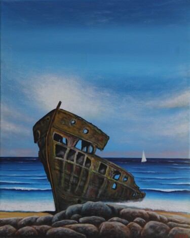 Pittura intitolato "Abandoned Ship" da Serguei Borodouline, Opera d'arte originale, Acrilico