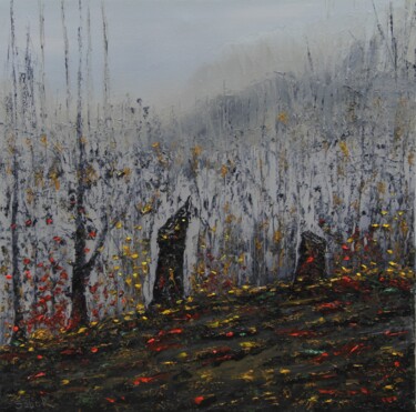 Schilderij getiteld "Misty Hollow" door Serguei Borodouline, Origineel Kunstwerk, Olie