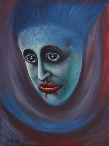 Schilderij getiteld "Vampire Mask" door Serguei Borodouline, Origineel Kunstwerk, Olie