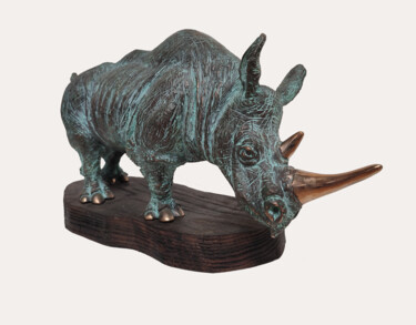 Escultura intitulada "Rhino(a)" por Serhii Brylov, Obras de arte originais, Bronze