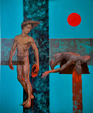 Pintura intitulada "Cain and Abel" por Serhii Hetmanchuk, Obras de arte originais, Óleo