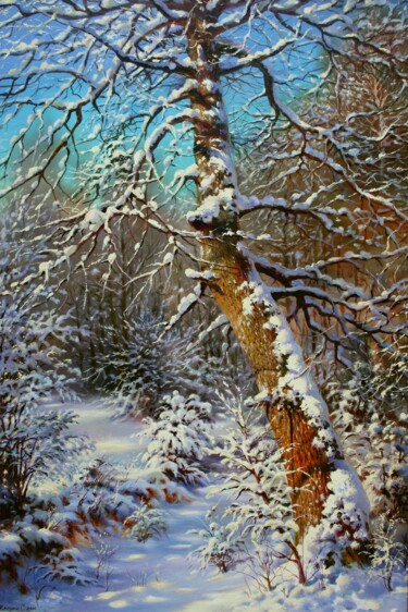 Painting titled "Wet Snow" by Serhii Kapran, Original Artwork, Oil