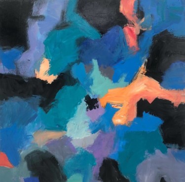 Картина под названием "Abstract Blue Paint…" - Serhii Sakharov, Подлинное произведение искусства, Масло Установлен на Деревя…