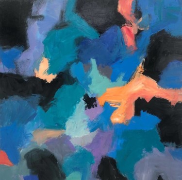 Peinture intitulée "Abstract Blue Paint…" par Serhii Sakharov, Œuvre d'art originale, Huile Monté sur Châssis en bois