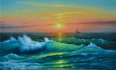 Pintura intitulada "Whisper of the sea.…" por Serhii Stoev, Obras de arte originais, Óleo