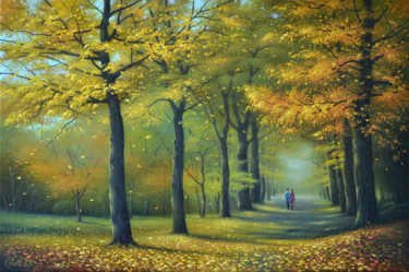 Painting titled "Golden autumn" by Serhii Stoev, Original Artwork, Oil