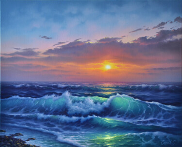 Painting titled "''Radiant sea''" by Serhii Stoev, Original Artwork, Oil
