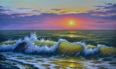 Schilderij getiteld "Oil painting ocean…" door Serhii Stoev, Origineel Kunstwerk, Olie
