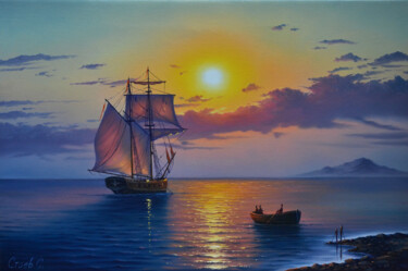 Pintura titulada "Seascape,canvas oil…" por Serhii Stoev, Obra de arte original, Oleo