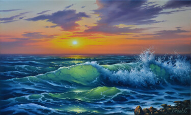 Schilderij getiteld "Seascape oil painti…" door Serhii Stoev, Origineel Kunstwerk, Olie