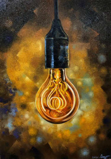 Painting titled "Incadesecent lamp" by Serhii Voichenko, Original Artwork, Oil
