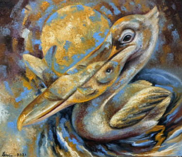 Pintura intitulada "Pelican Spirit" por Serhii Voichenko, Obras de arte originais, Óleo