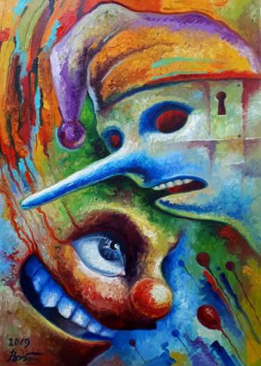Картина под названием "Pinocchio and Ginge…" - Serhii Voichenko, Подлинное произведение искусства, Масло