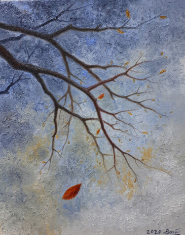 Pittura intitolato "The last leaf" da Serhii Voichenko, Opera d'arte originale, Olio