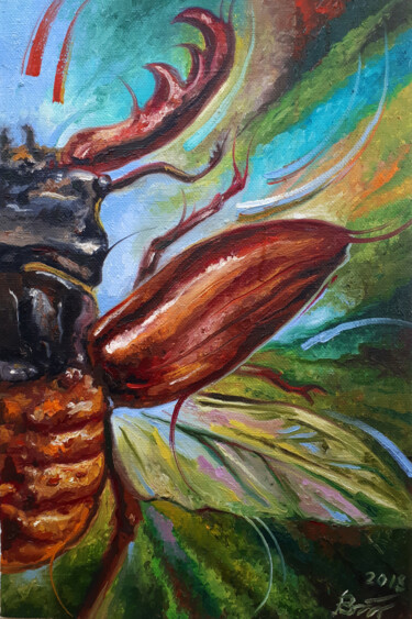 Painting titled "June bug" by Serhii Voichenko, Original Artwork, Oil