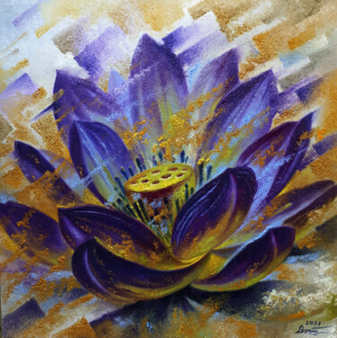 Painting titled "Black Lotus" by Serhii Voichenko, Original Artwork, Oil