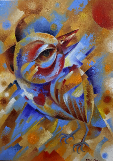 Картина под названием "A bird of a sunny d…" - Serhii Voichenko, Подлинное произведение искусства, Масло