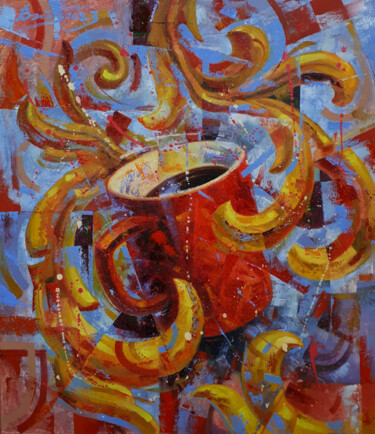 Pintura titulada "Strong black coffee" por Serhii Voichenko, Obra de arte original, Oleo