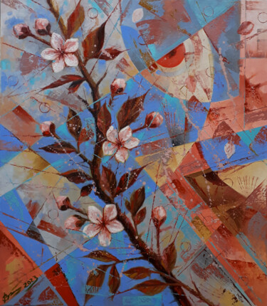 Schilderij getiteld "Spring tree" door Serhii Voichenko, Origineel Kunstwerk, Olie