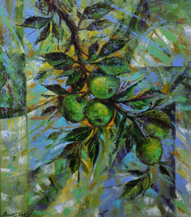 Картина под названием "Green apples" - Serhii Voichenko, Подлинное произведение искусства, Масло