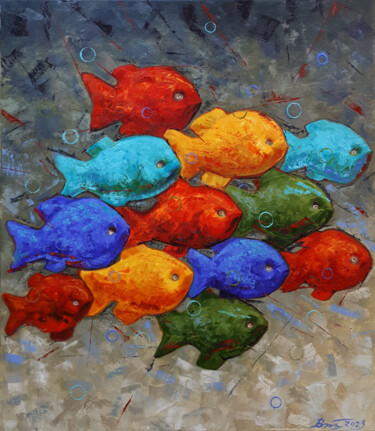 Pintura titulada "Choose a fish" por Serhii Voichenko, Obra de arte original, Oleo