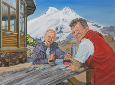 Картина под названием "Завтрак с друзьями…" - Серхио Бругейро, Подлинное произведение искусства, Масло