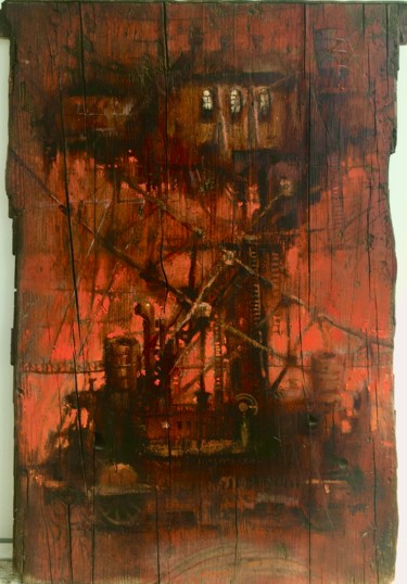 Painting titled "Z" by Sergii Shkoliar, Original Artwork, Oil Mounted on Wood Panel