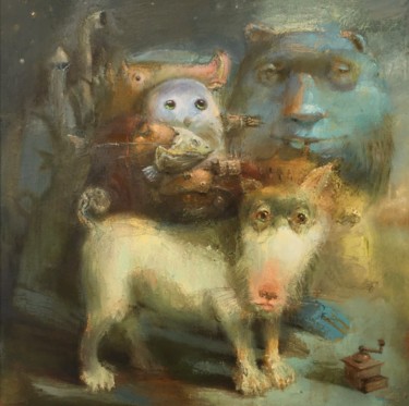 Malarstwo zatytułowany „wintering of animals” autorstwa Sergii Shkoliar, Oryginalna praca, Olej
