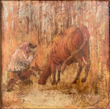 Peinture intitulée "Shepherd" par Sergii Shkoliar, Œuvre d'art originale, Huile Monté sur Autre panneau rigide