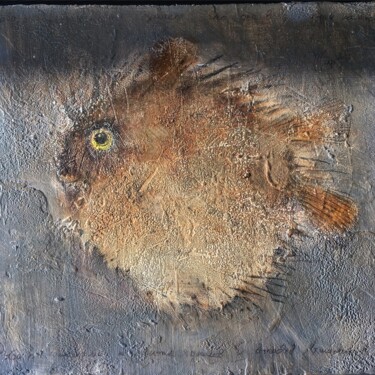 Malerei mit dem Titel "See Hadgehog" von Sergii Shkoliar, Original-Kunstwerk, Öl Auf Holzplatte montiert