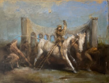 Pintura titulada "Scammers" por Sergii Shkoliar, Obra de arte original, Oleo Montado en Bastidor de camilla de madera