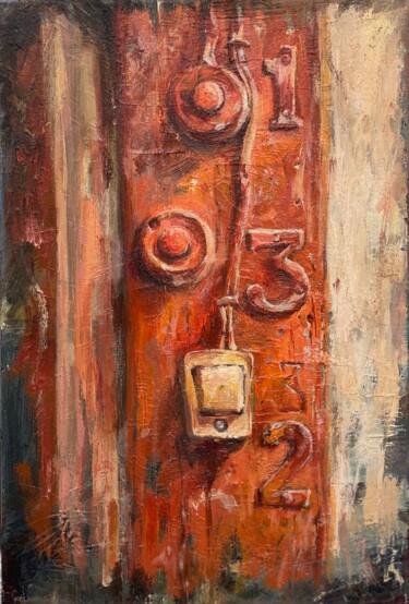 Painting titled ""Is anyone at home?…" by Marina Shavyrina-Shkoliar, Original Artwork, Oil Mounted on Wood Stretcher frame