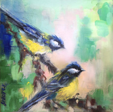 Malerei mit dem Titel "Peinture d'oiseau,…" von Valerie Serova, Original-Kunstwerk, Öl
