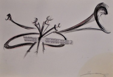 Rysunek zatytułowany „Trompette revisitée…” autorstwa Servin, Oryginalna praca, Ołówek
